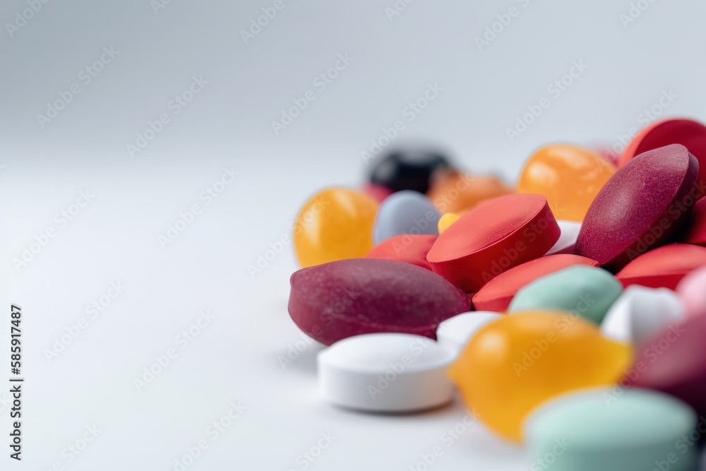 a pile of pills sitting on top of a white table next to a bottle of pills on top of a white table next to a bottle of pills. generative ai a pile of pills sitting on top of a white table next to a bottle of pills on top of a white table next to a bottle of pills. generative ai