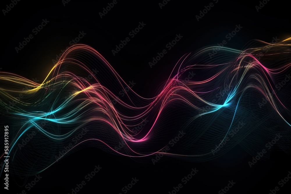 a colorful wave of light on a black background with a black background and a black background with a red, yellow, and blue wave of light. generative ai a colorful wave of light on a black background with a black background and a black background with a red, yellow, and blue wave of light. generative ai