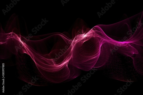  a pink wave of light on a black background with a black background and a black background with a red wave of light on top of it.  generative ai