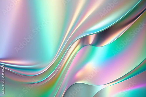 Holographic neon curved wave in motion. Holographic wallpaper background. Gradient