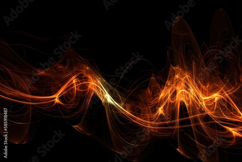  an orange and black background with a wave of light in the middle of the image and a black background with a white line in the middle of the image. generative ai
