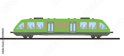 Green passenger train. vector illustration