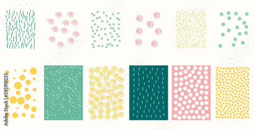 Patterns with Dots, Scribbles, Vector Set