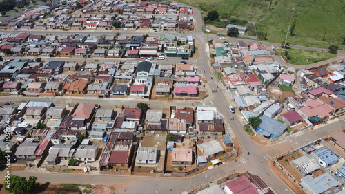 Aerial view of impoverished area in soweto township, south africa