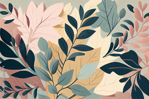 Modern exotic leaves pattern. Collage contemporary pattern