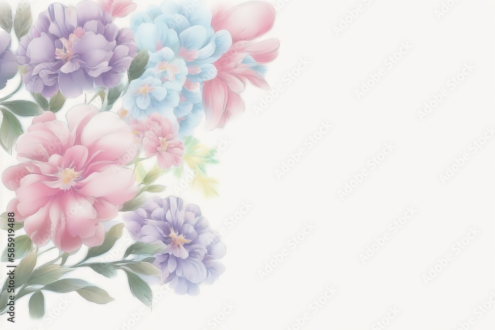  a bunch of flowers that are on a white background with a white background behind them and a white background behind them with a white background.  generative ai