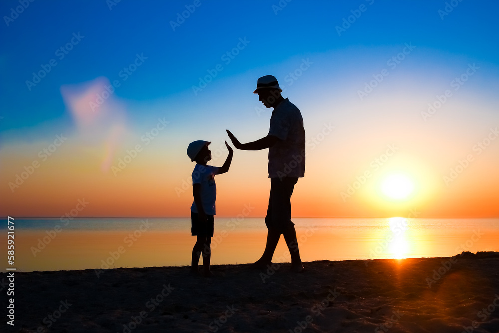 custom made wallpaper toronto digitalA Happy parent with child by the sea play on nature silhouette travel