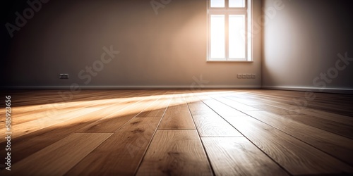 Minimalist Architecture Room  An Empty Room with a Bright Wooden Floor Background  GENERATIVE AI