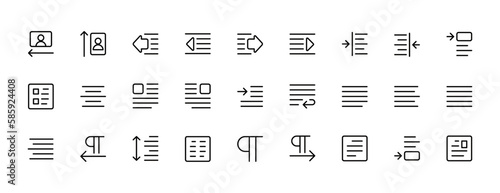 Document text editing, paragraph, alignment, align vector line icon for app, mobile website responsive. 