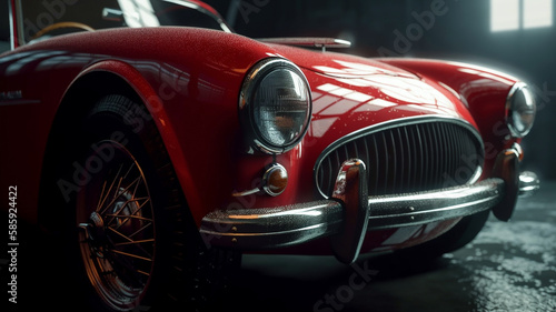 Old red sport car wallpaper Ai Generative © adel