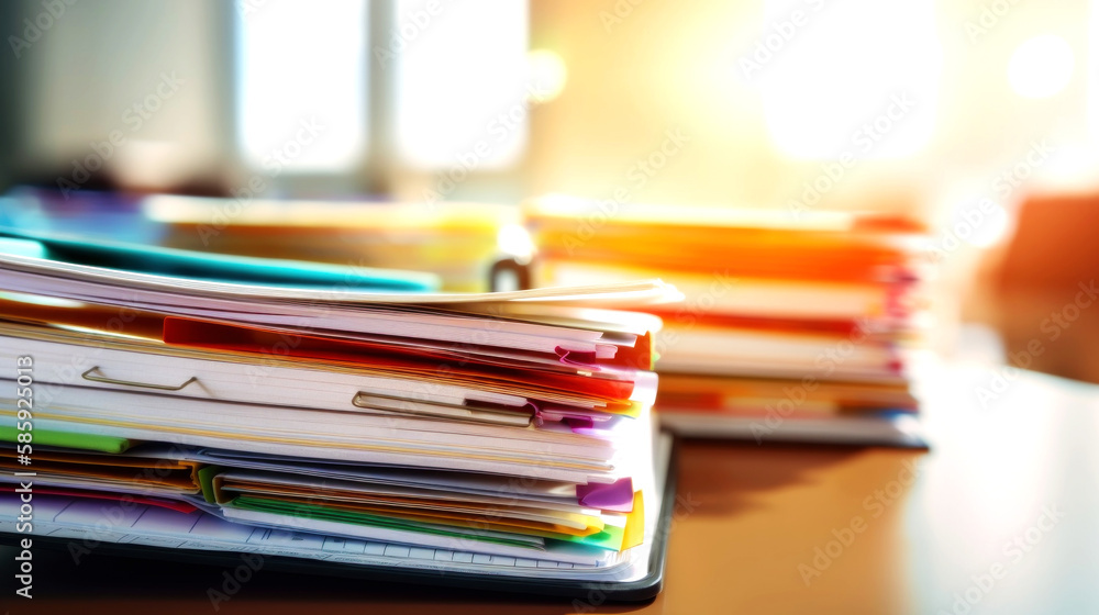 Piles of medical Files and stacks of lab results files in a science laboratory research and development concept. Generative AI Piles of medical Files and stacks of lab results files in a science laboratory research and development concept. Generative AI