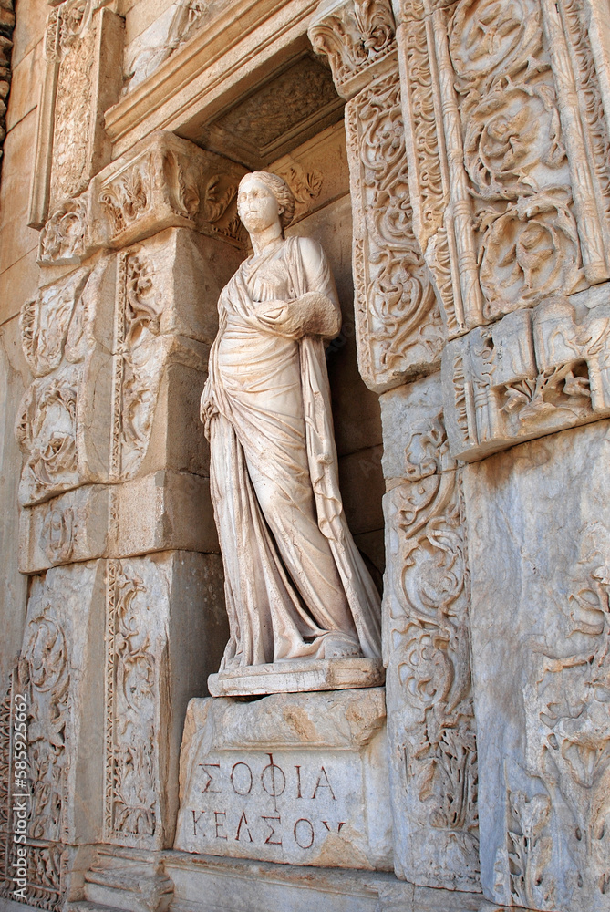 Ephesus, Turkey 2008 - Statue of Sophia in fron of the Library of Celsus