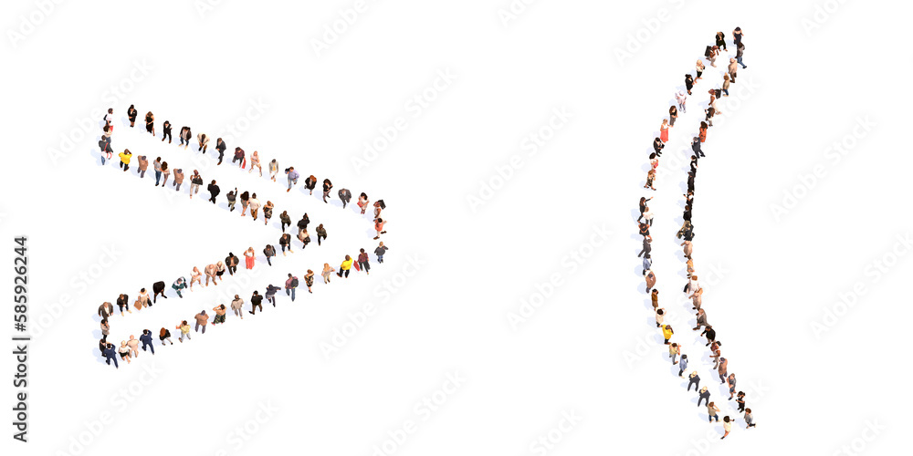 Conceptual large community of people forming the greater and ( signs. 3d illustration metaphor for unity and diversity, humanitarian, teamwork, cooperation, education, friendship and community Conceptual large community of people forming the greater and ( signs. 3d illustration metaphor for unity and diversity, humanitarian, teamwork, cooperation, education, friendship and community