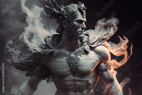 Hermes. Historical Old and Ancient Mythology - Olympic Gods. Greek rulers and lords , heavenly powers, kings. ancient third generation gods, supreme deities who dwelt on mount olympus. Generative AI photo