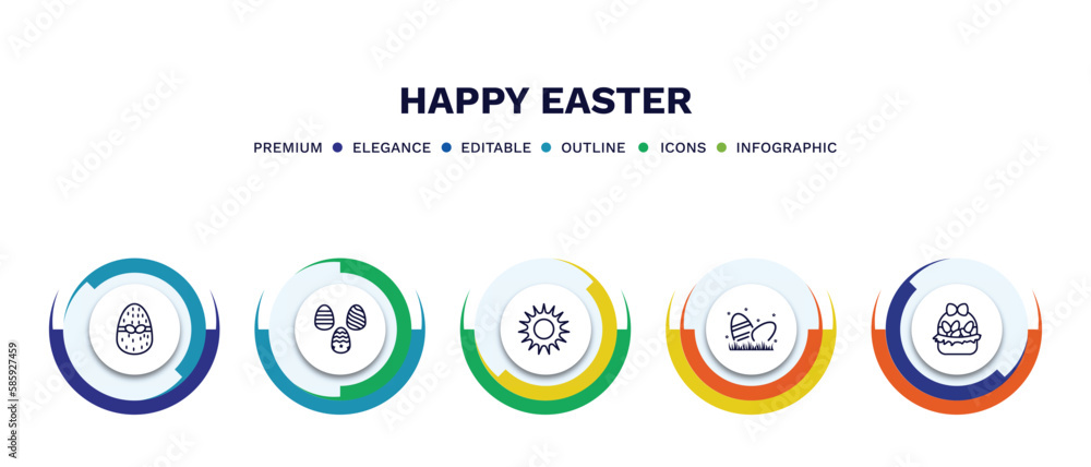 set of happy easter thin line icons. happy easter outline icons with infographic template. linear icons such as easter egg, egg hunt, sun, happy egg vector. set of happy easter thin line icons. happy easter outline icons with infographic template. linear icons such as easter egg, egg hunt, sun, happy egg vector.