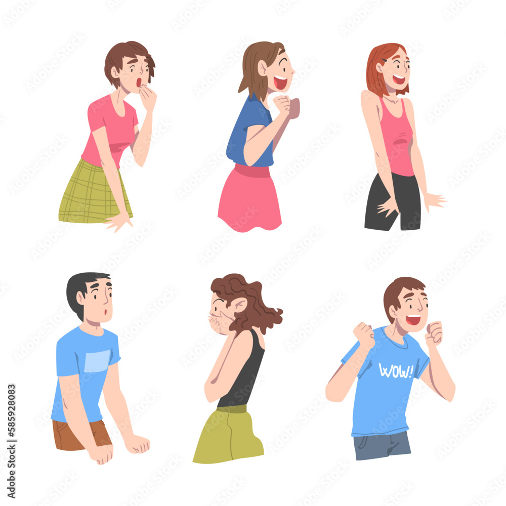 Young Man and Woman with Shocked Face Expression Vector Set Young Man and Woman with Shocked Face Expression Vector Set