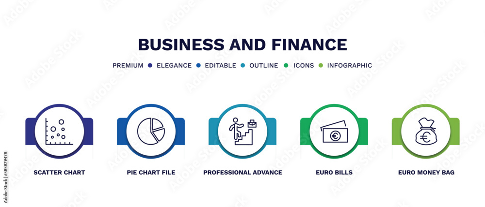 set of business and finance thin line icons. business and finance outline icons with infographic template. linear icons such as scatter chart, pie chart file, professional advance, euro bills, euro set of business and finance thin line icons. business and finance outline icons with infographic template. linear icons such as scatter chart, pie chart file, professional advance, euro bills, euro