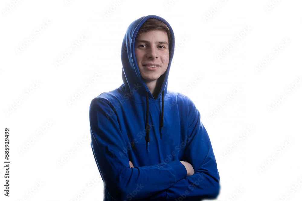 Portrait of a smiling teenager on a white background. Portrait of a young man. Portrait of a smiling teenager on a white background. Portrait of a young man.