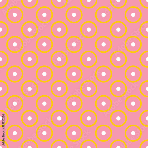 Seamless vector pattern with white polka dots on a pink background. For cards, albums, backgrounds, arts, crafts, fabrics, decorating or scrapbooks