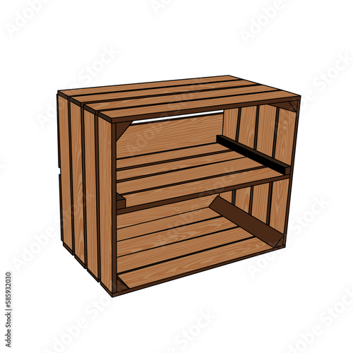 Wooden Solid Neue Flamboyant Fruit Crate with Intermediate Plate Shoe and Bookcase Storage Box vector illustration