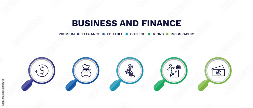 set of business and finance thin line icons. business and finance outline icons with infographic template. linear icons such as return of investment, pounds money bag, man succesing, professional set of business and finance thin line icons. business and finance outline icons with infographic template. linear icons such as return of investment, pounds money bag, man succesing, professional