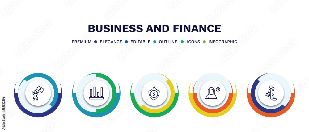 set of business and finance thin line icons. business and finance outline icons with infographic template. linear icons such as woman with dollar bill, column chart, dollar money protection, woman set of business and finance thin line icons. business and finance outline icons with infographic template. linear icons such as woman with dollar bill, column chart, dollar money protection, woman