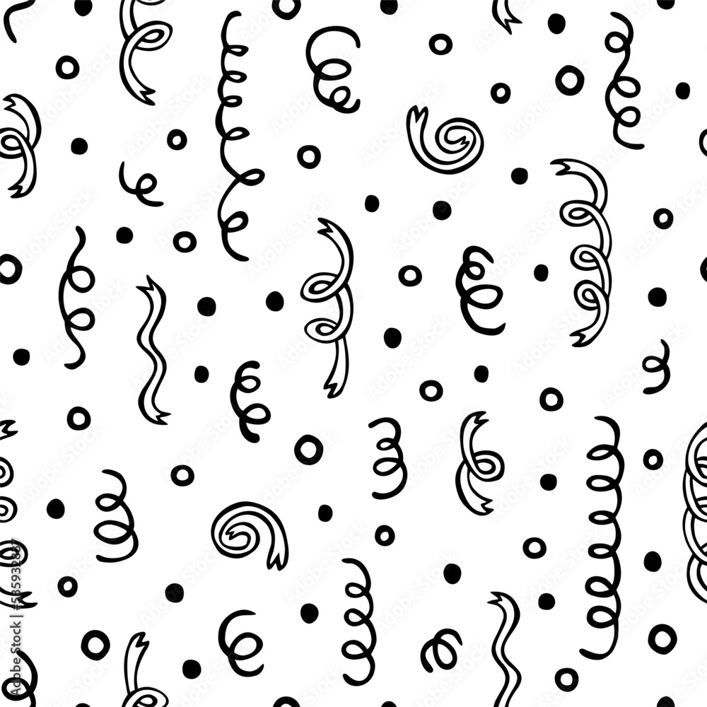 Vector seamless pattern with hand drawn doodles. Cute design for textile, wallpaper, wrapping paper.