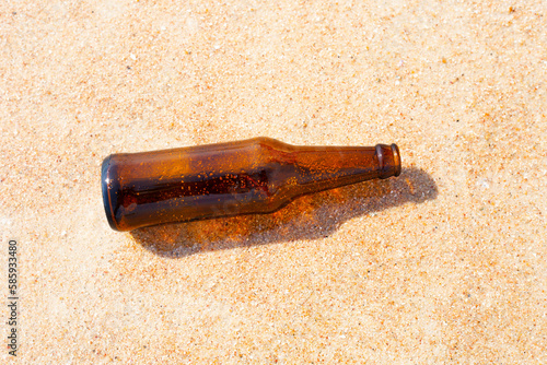 Glass bottle on the beach