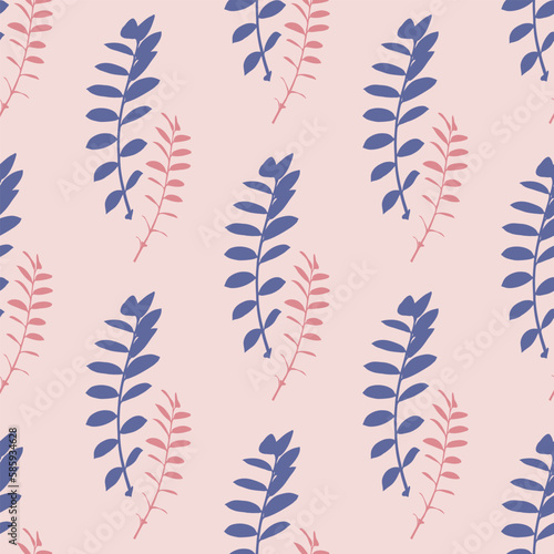 Vintage abstract seamless floral pattern. Zamioculcas. Creative colorful design. Vector background  wallpaper  backdrop.