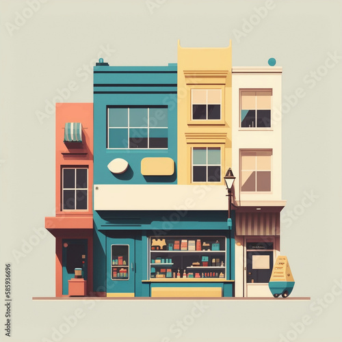 Empty sign shop view in street minimal style