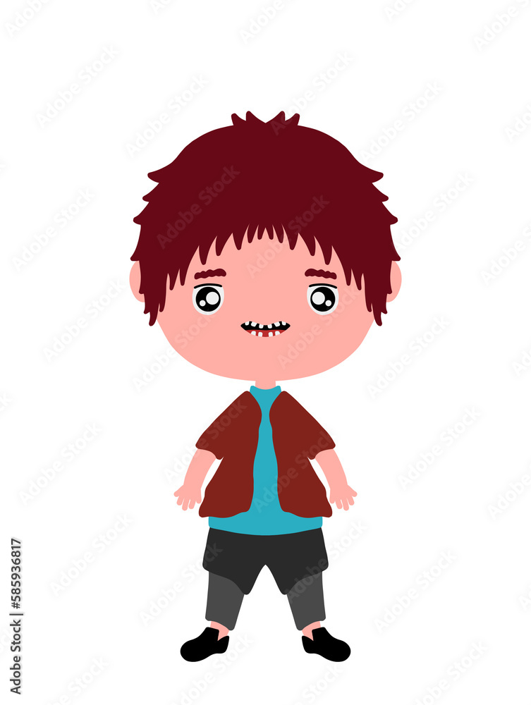 Happy Smile Boy Cartoon Character Cute Illustration People