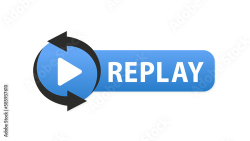 Play icon like a video play button. Simple flat style trend modern red logo graphic design. Replay. The concept of watching streaming video player or Live stream webinar UI emblem. Vector illustration