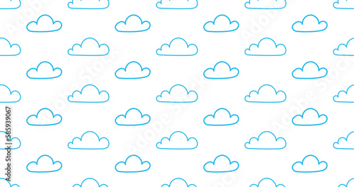 light blue sky linear clouds seamless vector pattern. Ornament can be used for gift wrapping paper, pattern fills, web page background, surface textures and fabrics.