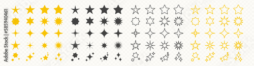 Vector stars collection. Yellow and black star icons in simple flat style. Design elements for holidays  greeting cards