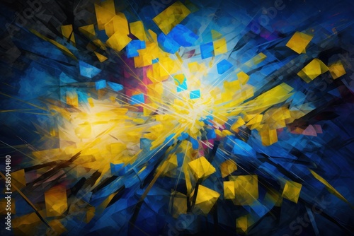 Ukrainian flag brush stroke art