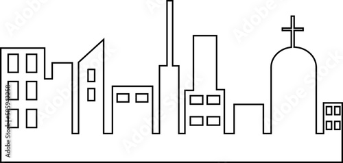 city design illustration isolated on transparent background