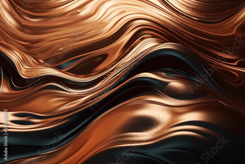 Metallic abstract wavy liquid background layout. Generative AI