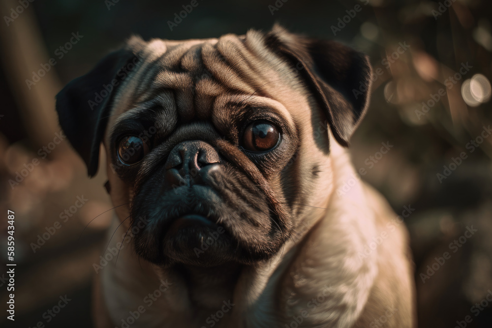 Portrait of a pug dog - AI Generated