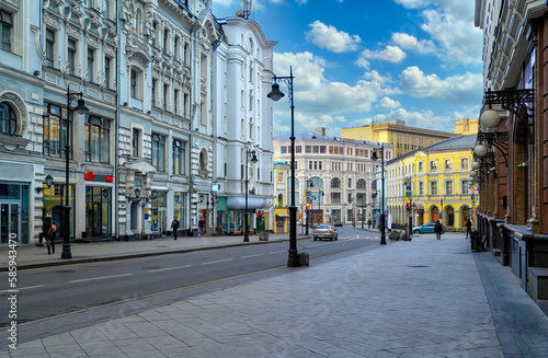 Myasnitskaya street in Moscow, Russia. Moscow architecture and landmark. Moscow cityscape photo