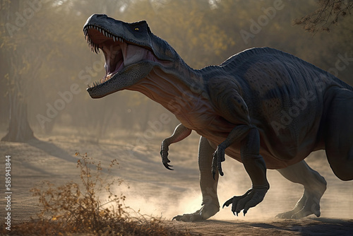 A powerful and fierce T-Rex dinosaur - AI Generated