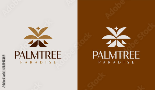 Palm Tree Summer Tropical Logo. Universal creative premium symbol. Vector sign icon logo template. Vector illustration