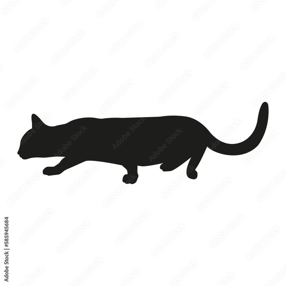 Cat silhouette illustration, walking cat, cat sneaks up Cat silhouette illustration, walking cat, cat sneaks up