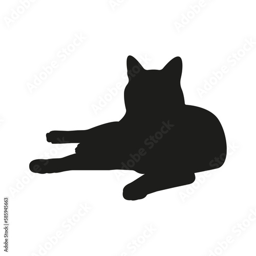 Cat silhouette illustration, lying lazy cat