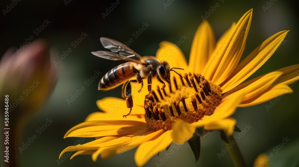 A honeybee gathering honey on a flower, bees and flowers A honeybee gathering honey on a flower, bees and flowers