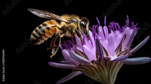 A honeybee gathering honey on a flower, bees and flowers © AstronauticalStudio
