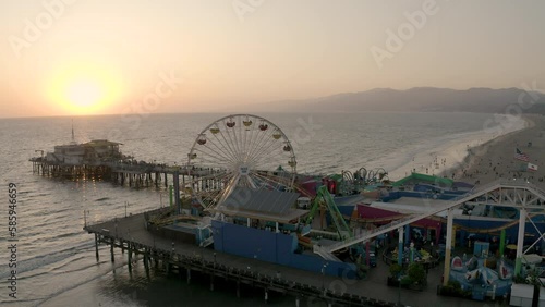 Santa Monica Pier at sunset. Los Angeles.