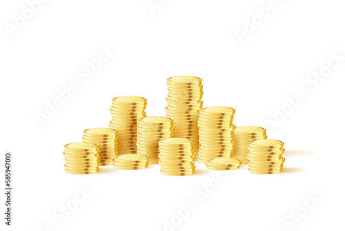 Stacked coins. Realistic golden money. Gold Coins stack.