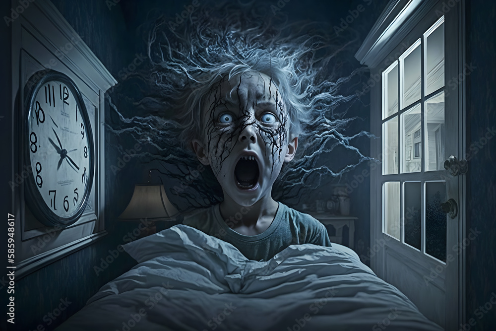 Childrens scary horror dream. Neural network AI generated art Stock Illustration Adobe Stock
