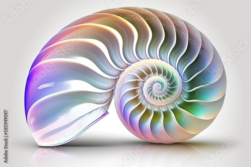 holographic nautilus sea shell spiral organic design