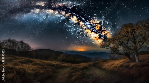 Landschaft Nacht Milchstraße Sterne